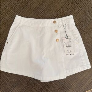 Zara White Wrap Denim Skort
